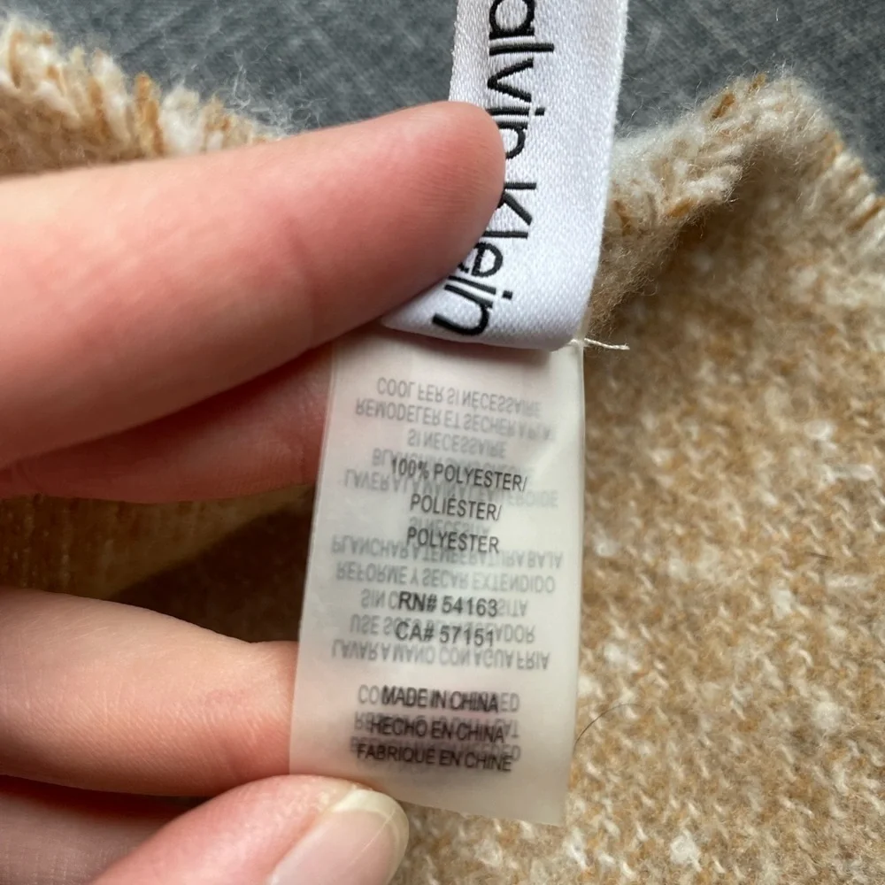 Calvin Klein Beige and Cream Logo Scarf